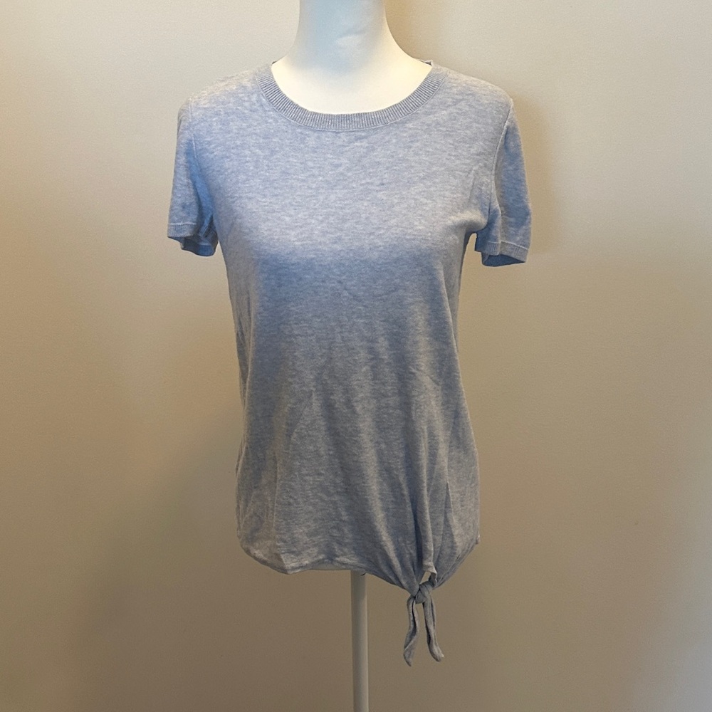 LOFT Heather Blue Tie-Front Tee
